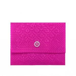 NEW LOLA'S BAG women's woven long metal strap crossbody bag in pink